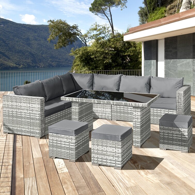 Garten Living 9 Sitzer Lounge Set Aruba Aus Rattan Wayfair De